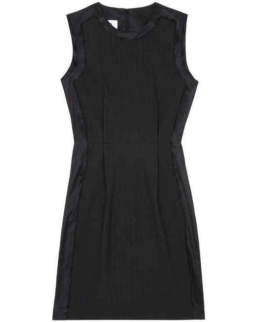 MM6 by Maison Margiela Black Pinstriped Sleeveless Minidress