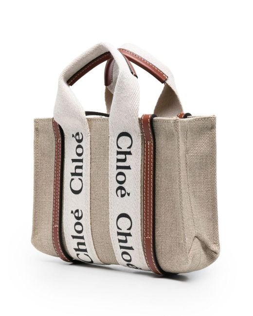 Chloé Brown Woody Linen Tote Bag