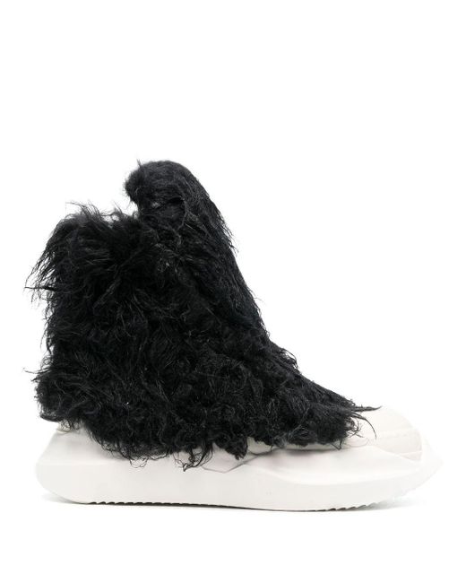 Rick Owens DRKSHDW Abstract Faux-fur Side-zip Sneakers in Black for Men ...