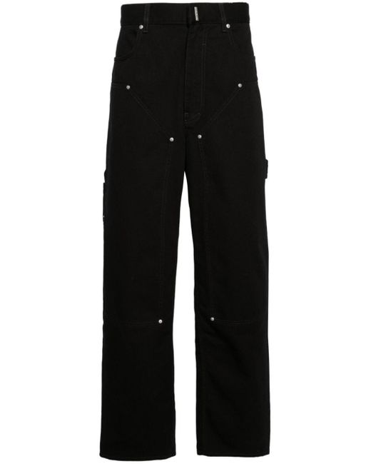 Givenchy Black Wide-leg Logo-plaque Carpenter Jeans for men