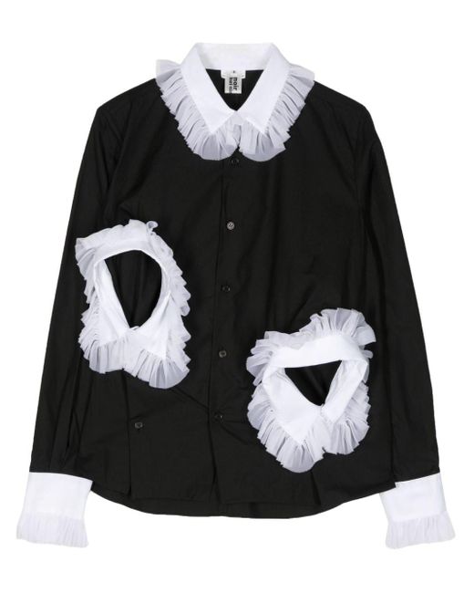 Noir Kei Ninomiya Black Frill-detailing Cotton Shirt