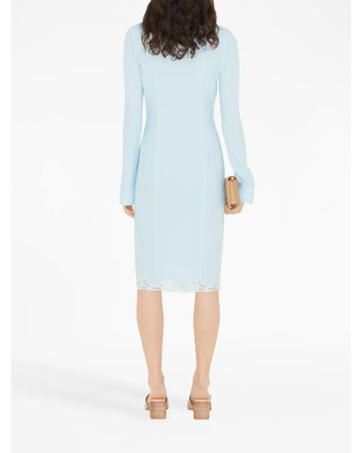 Vestido camisero con ribete de encaje Burberry de color Blue