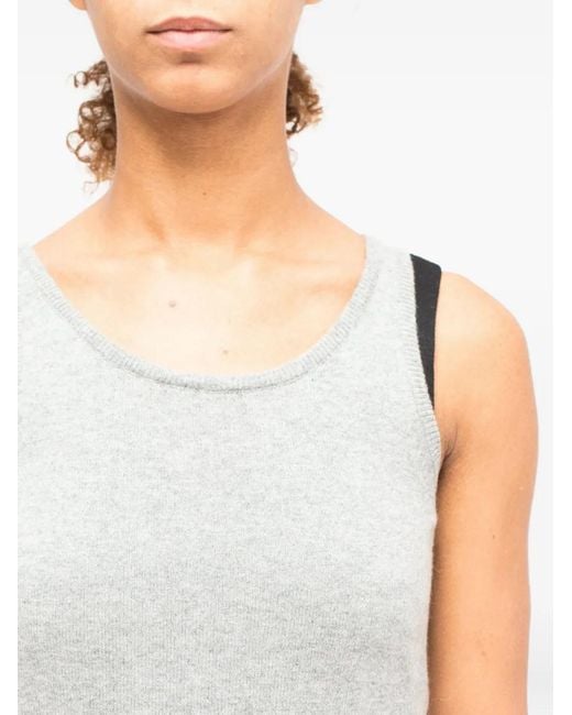 LA ROSE White Mélange-Effect Tank Top