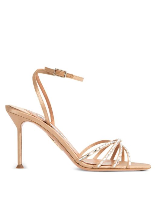 Aquazzura Metallic Crystal-Embellished Slingback Sandals