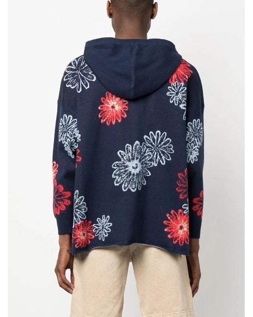 Bluemarble Blue Graphic-Print Hoodie for men