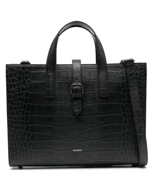 Bolso shopper con efecto de piel de cocodrilo Emporio Armani de hombre de color Black