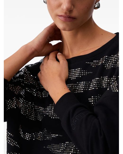 Liu Jo Black Sweatshirt With Appliqués