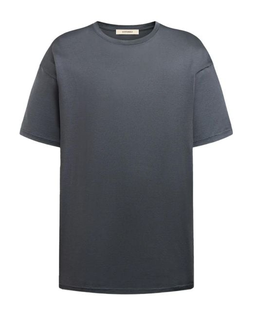 12 STOREEZ Gray Silk Crew-Neck T-Shirt