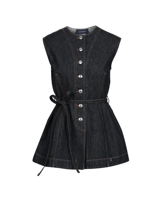 Sportmax Black Belted Denim Top