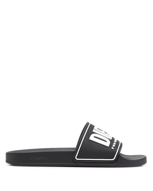 DIESEL White Sa-Mayemi Cc Logo-Embossed Slides