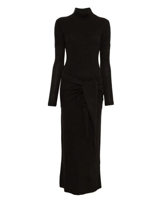 FEDERICA TOSI Black Roll-Neck Maxi Dress