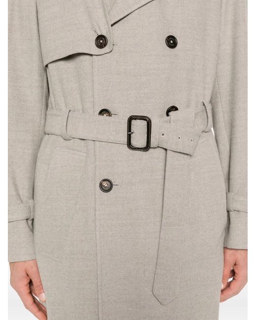 Eleventy Gray Belted Double-Breasted Trench Coat for men