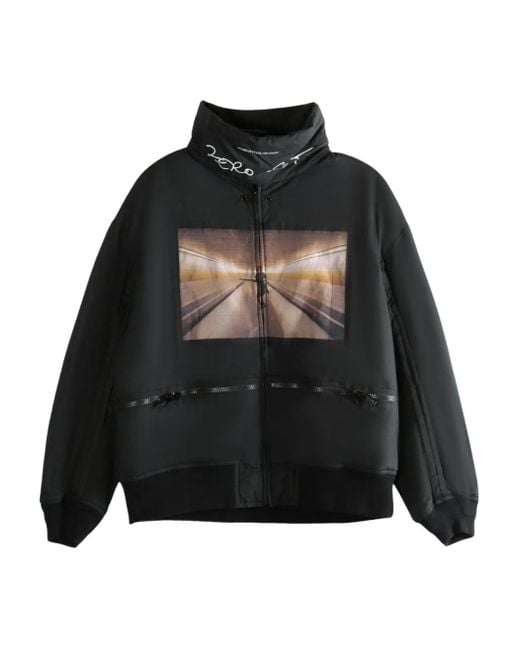 Undercover Black Zipped Graphic-Print Jacket for men