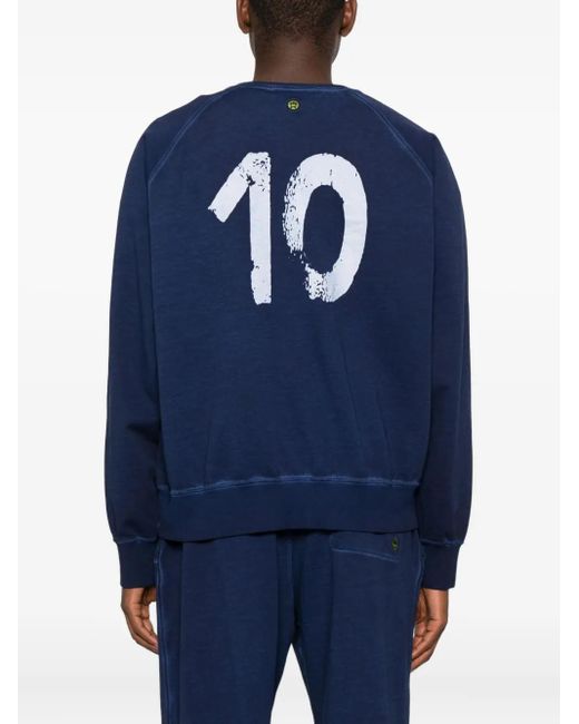 Barrow Blue Logo-Print Crew-Neck Sweatshirt for men