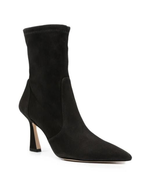 Stuart Weitzman Black Vinnie Pointed-Toe Ankle Boots