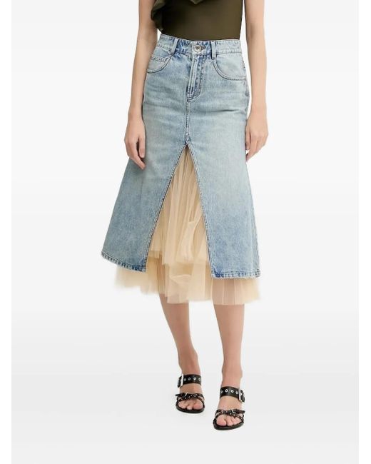 Miss Sixty Blue Tulle-Insert Denim Skirt