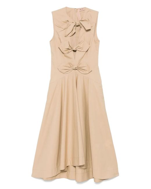 N°21 Natural Bow-Embellished Midi Dress