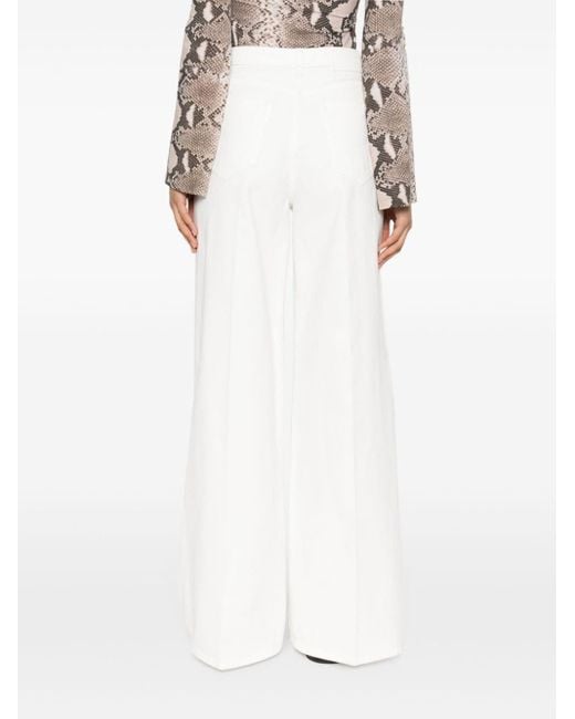 Pinko White High-waisted Wide-leg Jeans