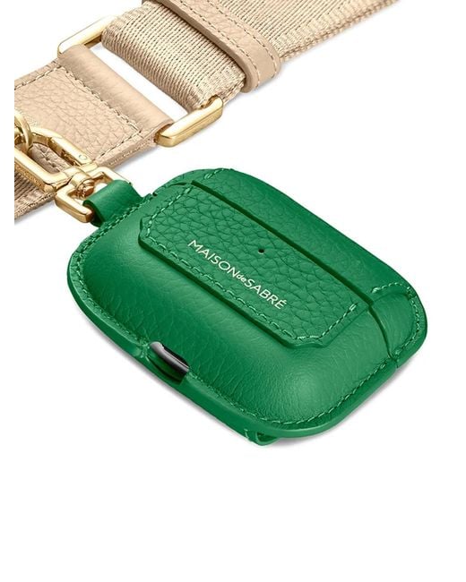 Maison De Sabre Green Leather Airpods Pro 3 Keyring Case
