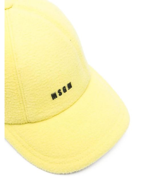 MSGM Yellow Logo-Embossed Cap
