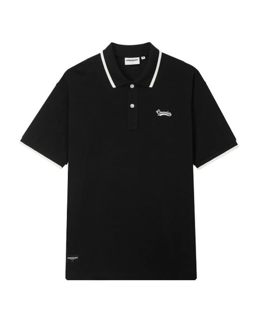 Chocoolate Black Logo-Embroidered Polo Shirt for men