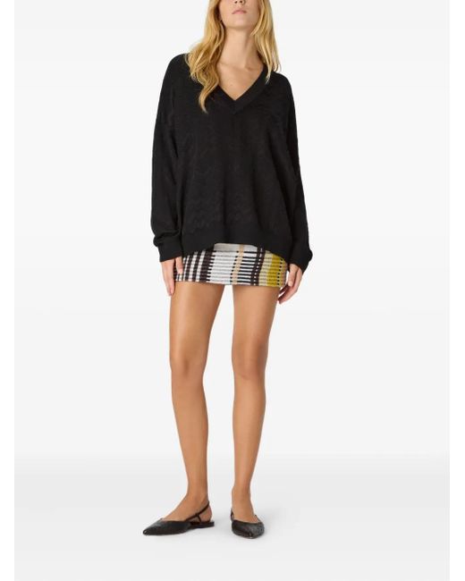 Missoni Black Chevron-Pattern V-Neck Sweater