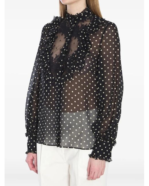 Valentino Garavani Black Shirt With Polka Dots
