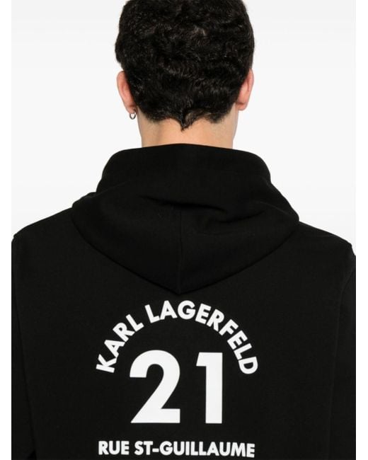 Karl Lagerfeld Black Rubberised-logo Hoodie for men