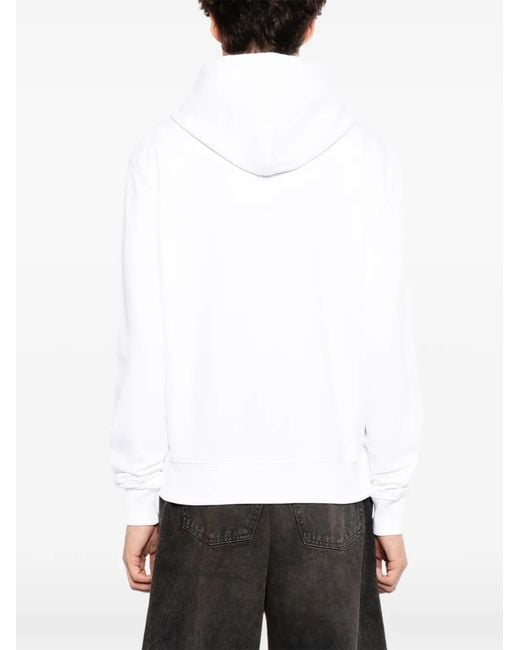 AMI White Logo-Embroidered Hoodie