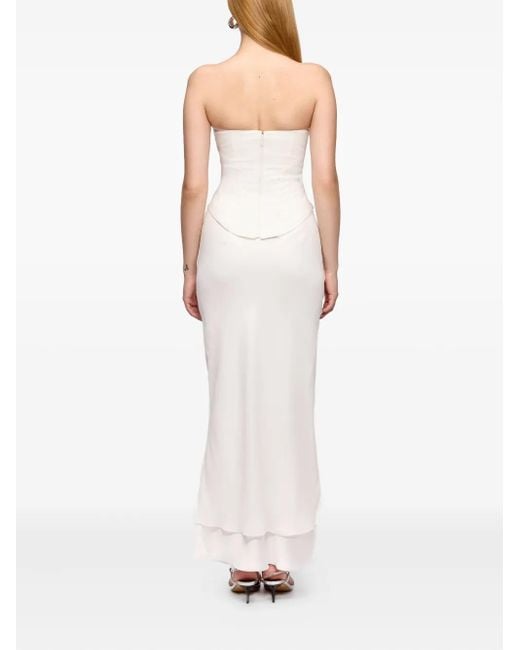 V:PM ATELIER White Sammy Draped Double-Layer Maxi Skirt