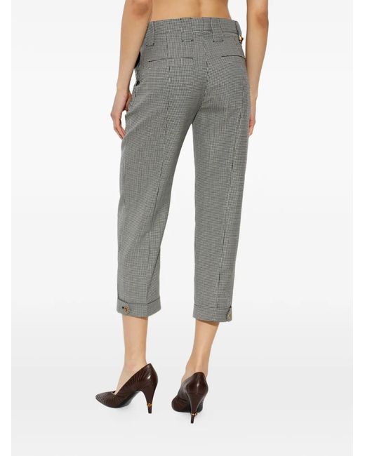 Versace Gray Gingham-Check Cropped Trousers