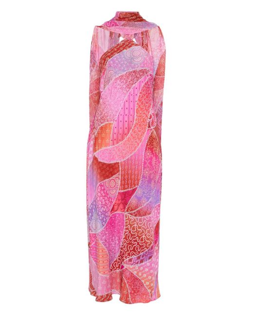 Rixo Pink Patchwork Sleeveless Midi Dress