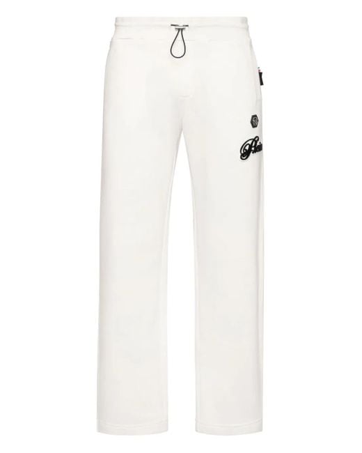 Philipp Plein White Cotton Track Pants for men