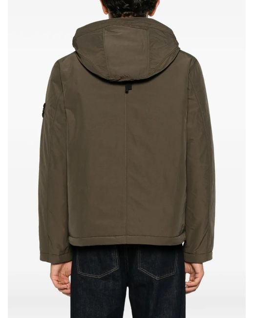 Stone Island Brown Hooded Logo-Patch Jacket for men