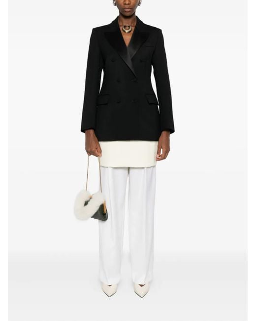 P.A.R.O.S.H. Black Satin-Lapel Double-Breasted Jacket