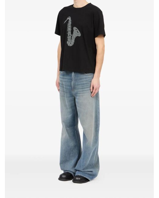 MM6 by Maison Margiela Black Saxophone-Print T-Shirt for men