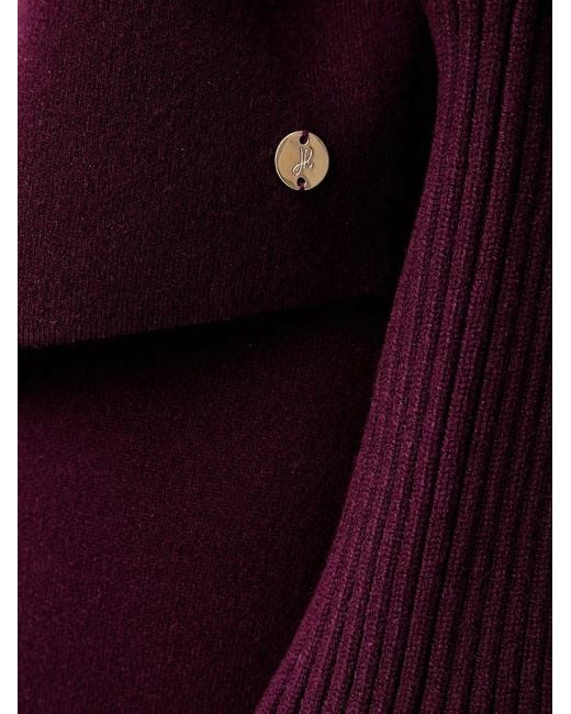 Joseph Ribkoff Red Button-Embellished Ribbed-Trim Shawl-Neck Sweater