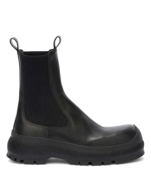 Jil Sander Black Slip-On Ankle Boots With Embossed Logo
