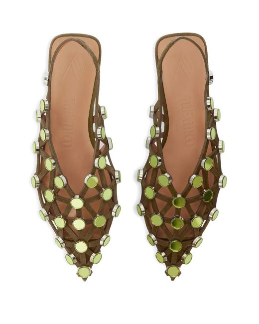 The Attico Metallic Embellished Caged Sandals