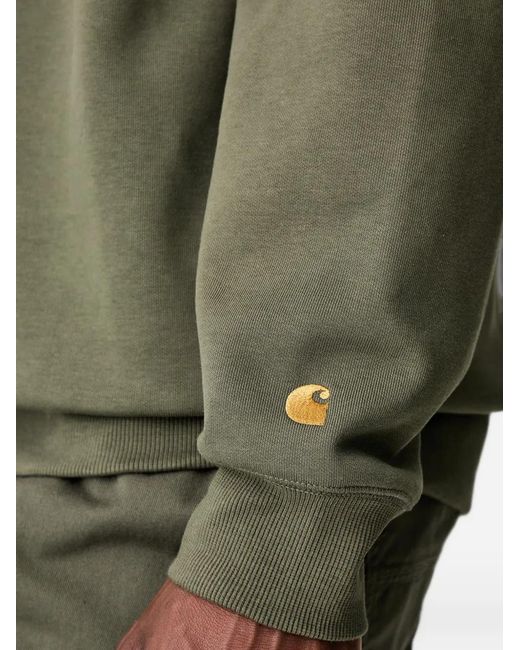 Carhartt Green Logo-Embroidered Raglan-Sleeve Sweatshirt for men