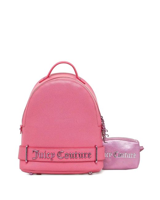 Juicy Couture Pink Logo-Plaque Strap Backpack
