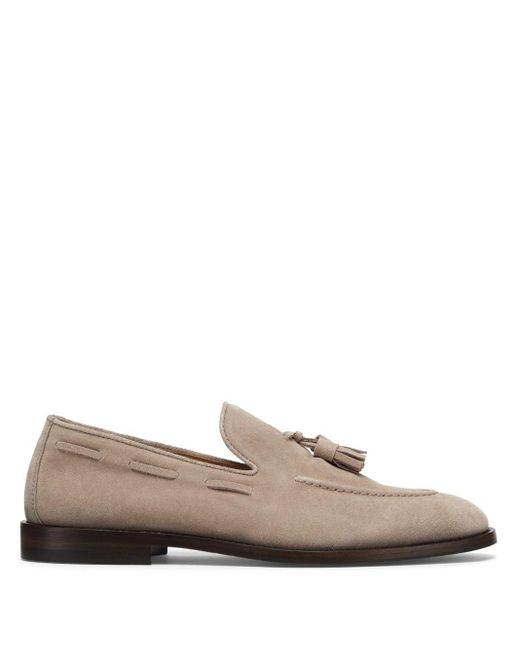 Brunello Cucinelli Brown Tassel-embellished Suede Loafers for men
