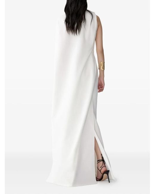 Carolina Herrera White One-shoulder Draped Gown