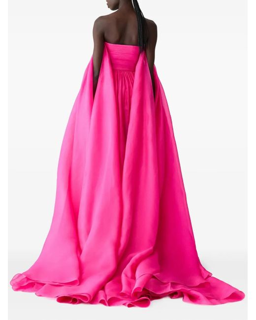 Carolina Herrera Pink Organza-Train Mini Dress