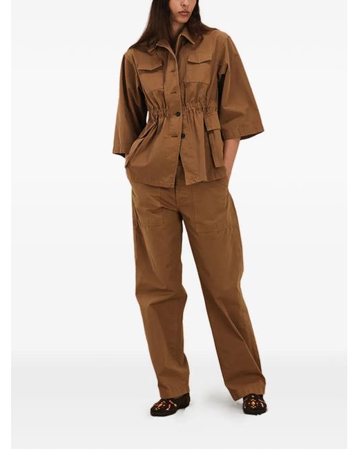 Fortela Brown Sahariana Patch-Pocket Jacket