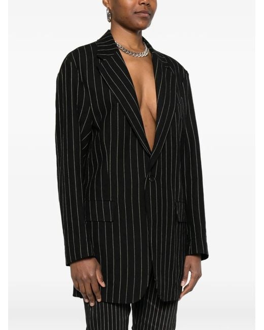 R13 Black Buttoned Pinstripe Blazer