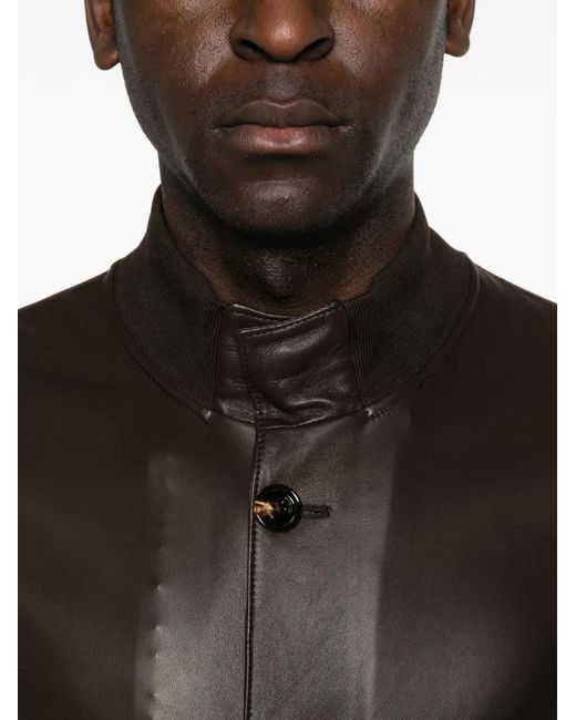 KIRED Black Buttoned Leather Jacket for men