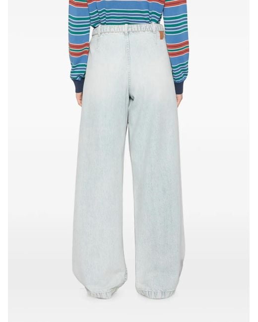 DARKPARK White Crossover-Waist Wide-Leg Jeans