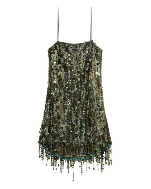 Blumarine Green Sequin-Embellished Mini Dress
