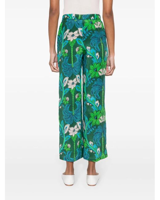 P.A.R.O.S.H. Green Stelo Floral-Print Trousers